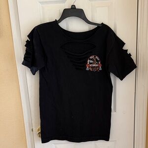 Sturgis Black Distressed Short Sleeve Tee